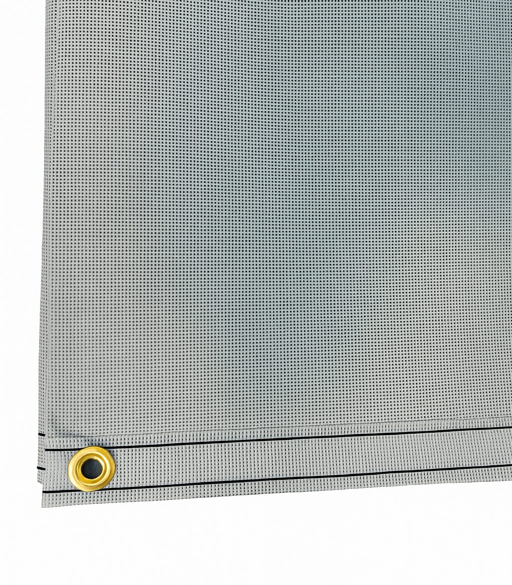 HorseFlyNet Heavy-Duty Vinyl-Coated Mesh Barn Curtain – Gray Durable Sun, Wind & Bird Barrier
